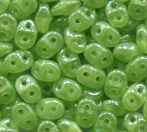 100gr. SuperDuo-Beads OPAL GREEN WHITE LUSTER 51010/14400