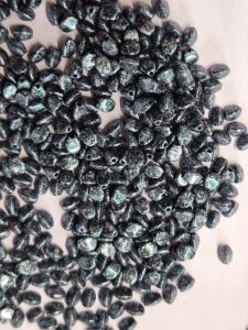 5x3mm Czech Pinch Beads BLACK EMERALD TWEEDY 23980/45707