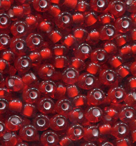 250 gr. 4mm Rocailles Rot mit Weißeinzug 95076