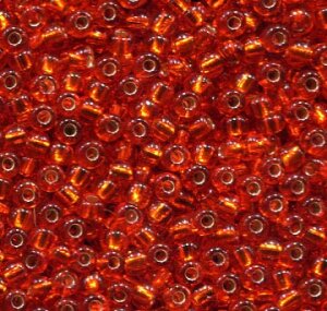 250 gr. 2,6mm Rocailles Orangerot mit Silbereinzug 97030