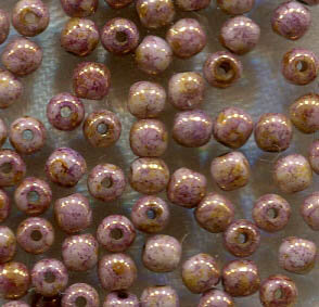3mm Glasperlen ALABASTER PINK TRAVERTIN GOLD LUSTER 02010/15696