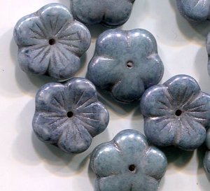 14mm Blüten CHALK WHITE BLUE TRAVERTIN 02010/15464