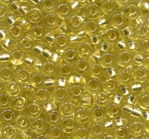 250gr. 2,6mm Rocailles Zitronengelb mit Silbereinzug