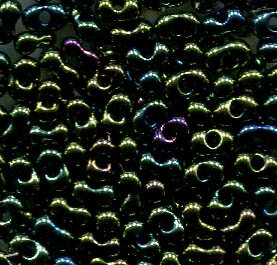 250gr. 4 x 2mm Farfalle Rocailles Metallic Grün Raibow 59155