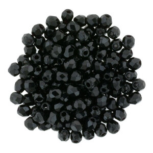 2mm Facettiert Glasschliffperlen Jet (Schwarz) 23980