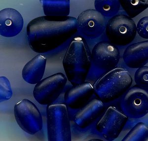Glasperlenmix Blau Matt