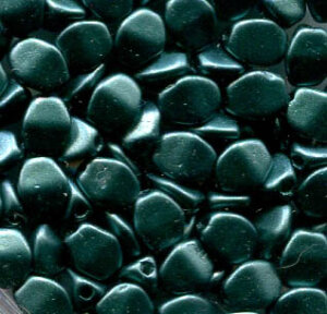 5x3mm Czech Pinch Beads ALABASTER PASTEL DARK GREEN 02010/25027