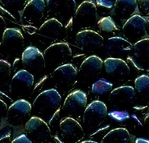 5x3mm Czech Pinch Beads JET GREEN IRIS