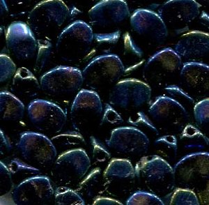 5x3mm Czech Pinch Beads JET BLUE IRIS 23980/21435