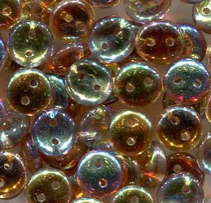 Two-Hole Lentils 6mm CRYSTAL RAINBOW BROWN
