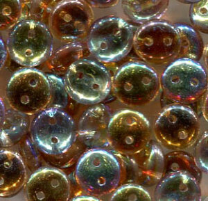 Two-Hole Lentils 6mm CRYSTAL RAINBOW BROWN