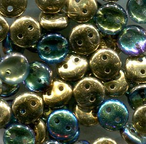Two-Hole Lentils 6mm CRYSTAL RAINBOW GOLD