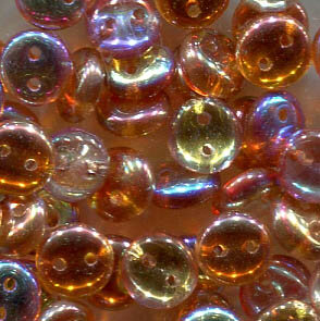 Two-Hole Lentils 6mm CRYSTAL RAINBOW ORANGE