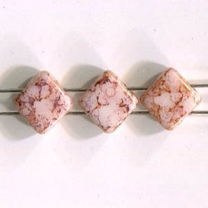 Tschechische Two-Hole FLAT Silky Beads ALABASTER ROSE GOLD LUSTER