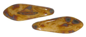 Dagger Beads Opak Beige Picasso mit zwei Löchern