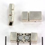 17 x 8mm Magnet Klebeverschluß Silberfarben
