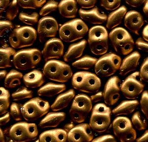 SuperDuo-Beads Alabaster Matt Metallic Brass