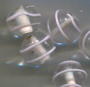13 mm Glasperlen Klar mit Rosa