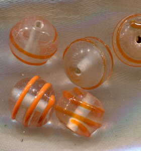 13 mm Glasperlen Klar mit Orange