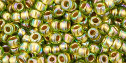 8/0 Toho Roc. Gold-Lined Rainbow Peridot TR996