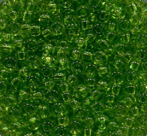 250 gr. 2,6mm Rocailles Grün Transparent 50220