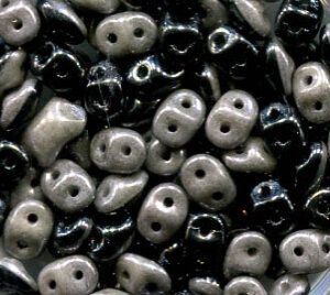 SuperDuo-Beads Duets BLACK - WHITE GREY LUSTER 503849-14449