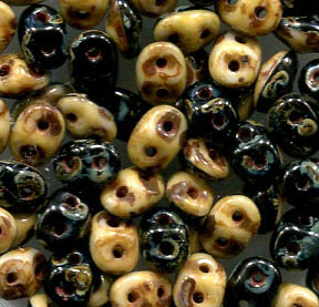 SuperDuo-Beads Duets BLACK - WHITE DARK TRAVERTIN 503849-86805