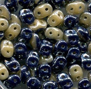 SuperDuo-Beads Duets NAVY - IVORY  LUSTER 533413-14400