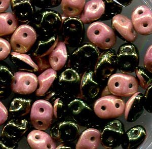 100gr. SuperDuo-Beads Duets BLACK - WHITE RED LUSTER  503849-14495