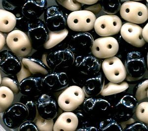 SuperDuo-Beads Duets BLACK - WHITE BEIGE LUSTER 503849-14413