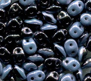 SuperDuo-Beads Duets BLACK - WHITE BLUE LUSTER 503849-14464
