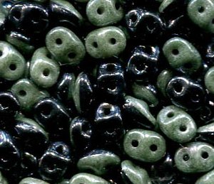 SuperDuo-Beads Duets BLACK - GREEN LUSTER 0593298-14459