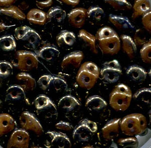 SuperDuo-Beads Duets NAVY - IVORY BRONZE LUSTER 533413-15695