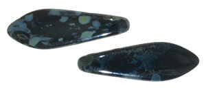 Dagger Beads Opak Jet Picasso mit zwei Löchern