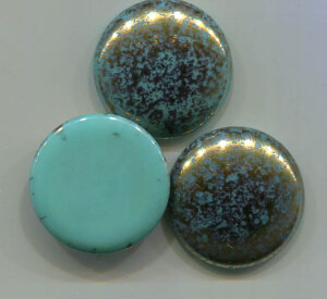 25mm Cabochons® par Puca® OPAK BLUE TURQUOISE BRONZE 63140/15496