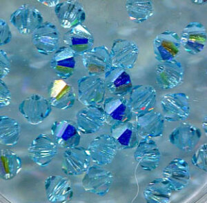 3mm Preciosa Doppelkegel Aquamarine AB