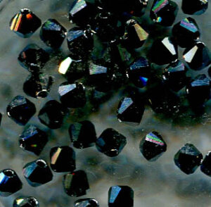 3mm Preciosa Doppelkegel Jet Hematite Full