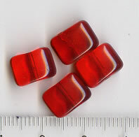 Glasperlen Rechteck Rot