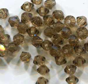 3mm Preciosa Doppelkegel Smoked Topaz