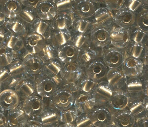 4mm Rocailles Crystal mit Goldeinzug 68106