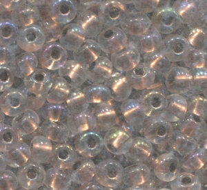 250gr.4mm Rocailles  Crystal Opal mit Kupfereinzug 68505