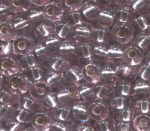 250gr.4mm Rocailles Rose mit Silberreinzug 78295