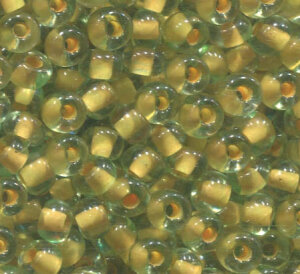 4mm Rocailles Grün mit Gelbeinzug 80683