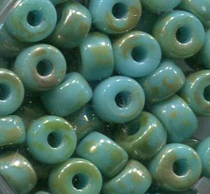 2/0, 6mm MATUBO Rocailles OPAK TURQUOISE REMBRANDT 63030/43500