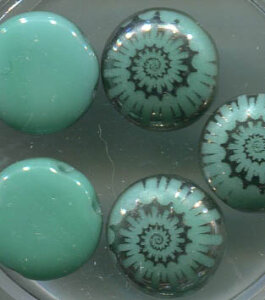 PRECIOSA Candy Beads 12mm OPAK TURQUOISE GREEN mit LASER DESIGN 63130/27401