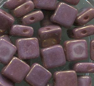 Tschechische Two-Hole FLAT Silky Beads ALABASTER VIOLET LUSTER 02010/14496