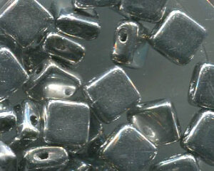 Tschechische Two-Hole FLAT Silky Beads CRYSTAL FULL LABRADOR 00030/27000