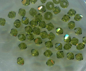 4mm Preciosa Doppelkegel Olivine