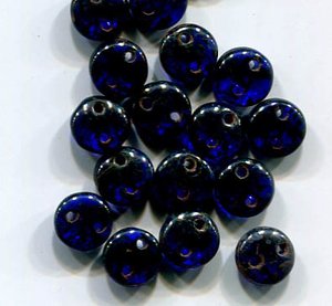 Two-Hole Lentils 6mm Cobalt - Picasso