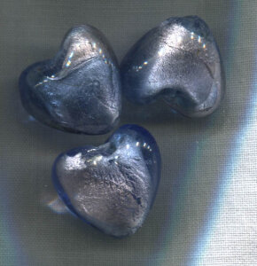 Glasperlen Herz Blau-Rosa